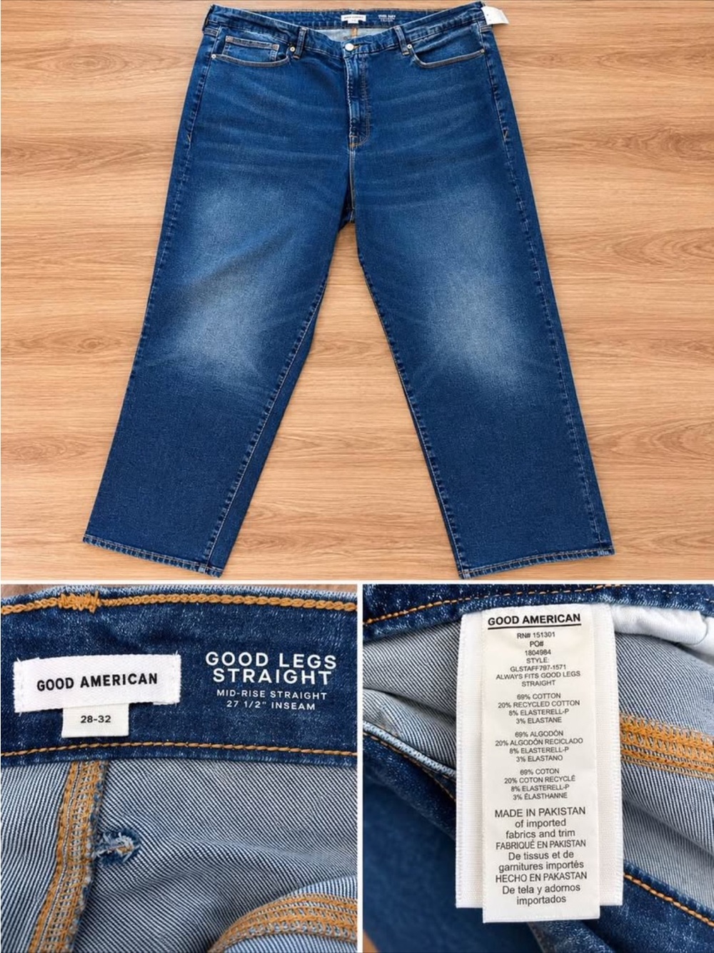 Good American Women’s Good Legs Straight Jeans in Blue - Plus Size 28-32